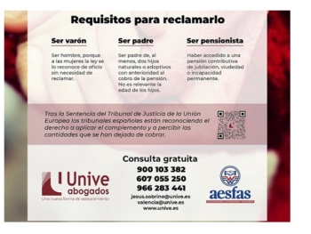 El TSJ Madrid rectifica y concede el complemento por maternidad a las Clases Pasivas