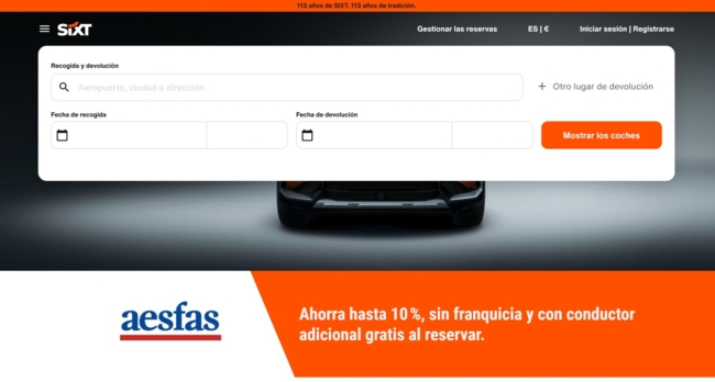 Alquiler de coches SIXT AESFAS